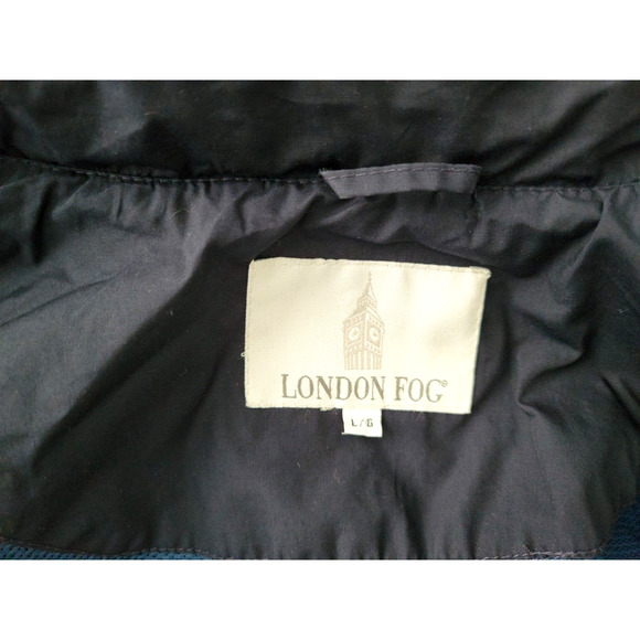 London Fog Men's Size Large Dark Navy Blue Golf Windbreaker Zip Up Button Jacket - Picture 7 of 11